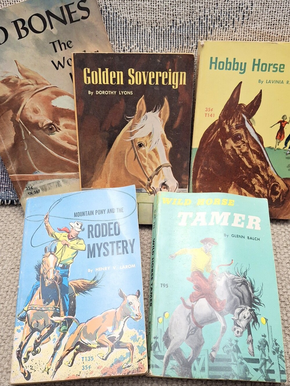 Lot 5 Vintage Horse Pony Rodeo Western Juvenile Paperback Books 1950s